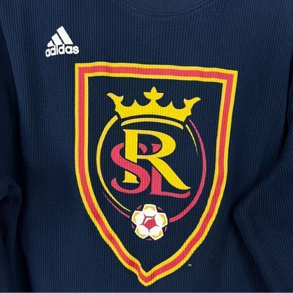 Adidas Mens Real Salt Lake Soccer Climalite Ultimate Tee Medium Long Sleeve Blue - Picture 4 of 12